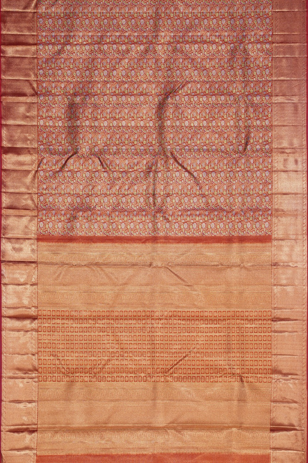 Image of Kanchipuram Silk Brocade Red Saree